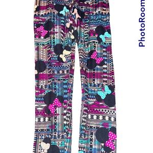 LULAROE DISNEY  Minnie Mouse Multi Color Leggings Pink Purple OS AZTEC PRINT